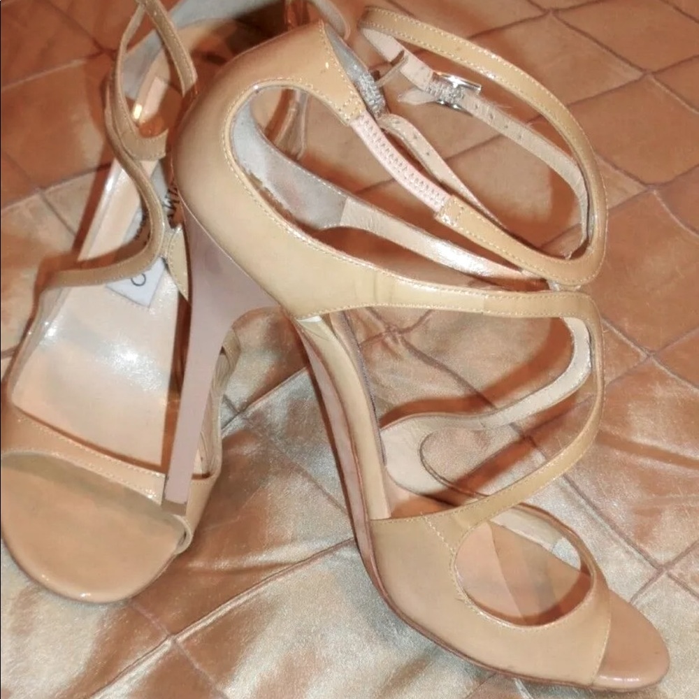 Jimmy Choo Lang Nude Patent Heels 37